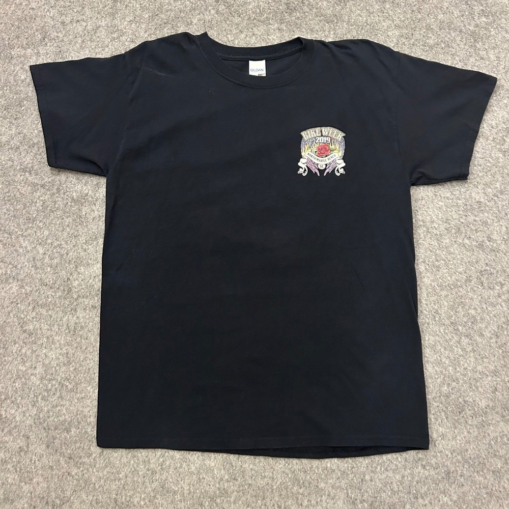 Y2K Myrtle Beach 2019 Bike Week Rose Flames T‎ Shirt Adult Large